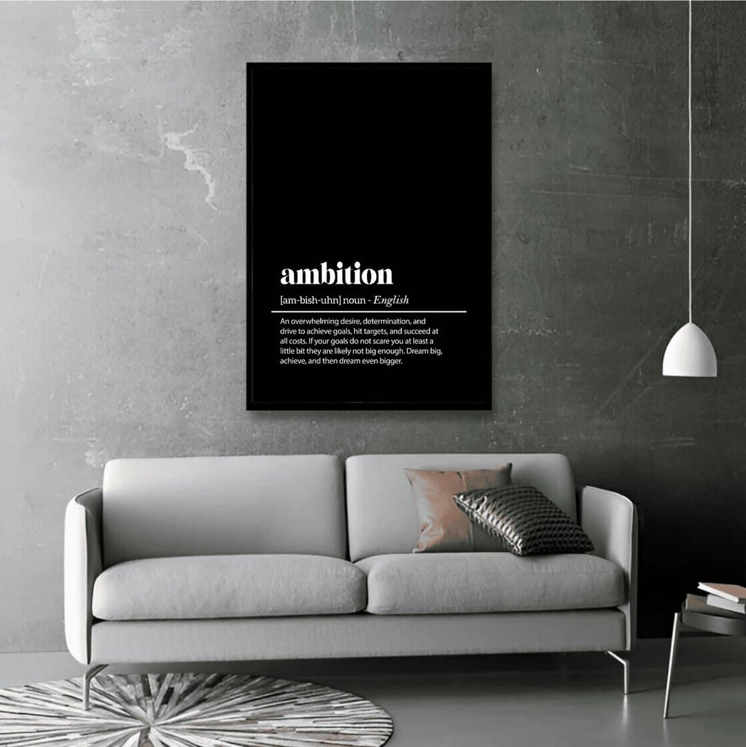 Ambition Definition Motivational (For Him) Frame & Poster | HD Acrylic For Him Wall Decor for Home & Office | Wall Ready Design Frames & Posters 4