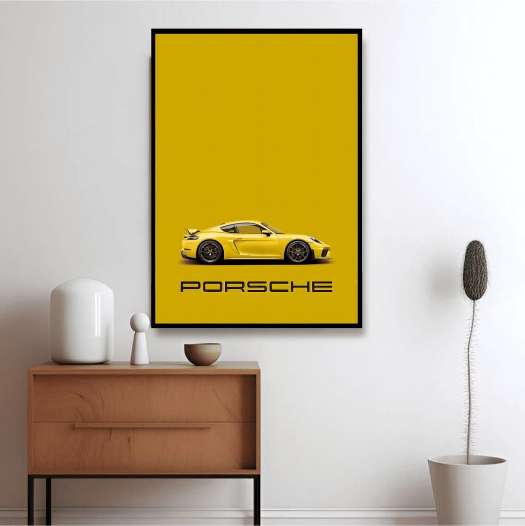 Porsche 718 Cayman GT4 Car Frame & Poster | HD Acrylic Car Wall Decor for Home & Office | Wall Ready Design Frames & Posters 2