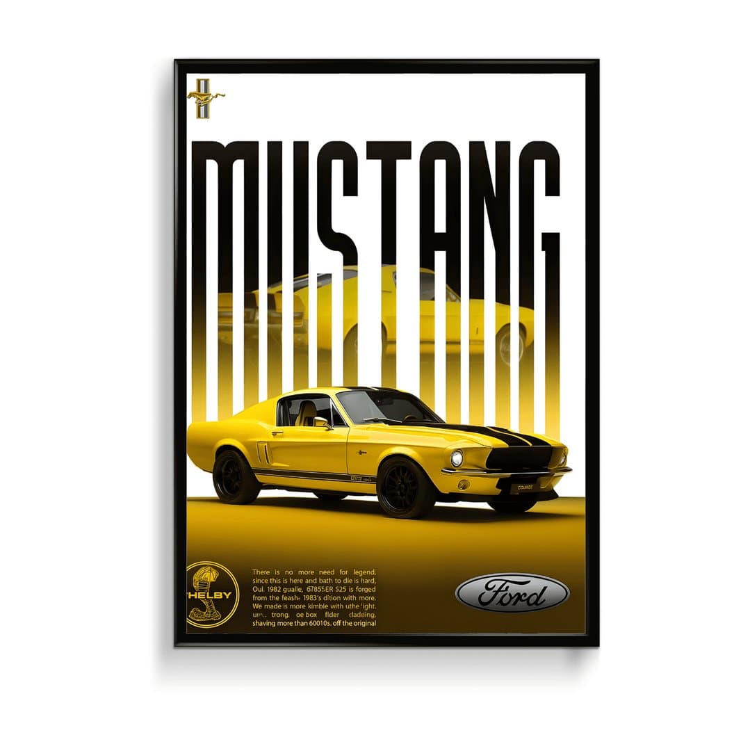 1967 Ford Mustang Shelby GT500 Car Frame & Poster | HD Acrylic Car Wall Decor for Home & Office | Wall Ready Design Frames & Posters 1