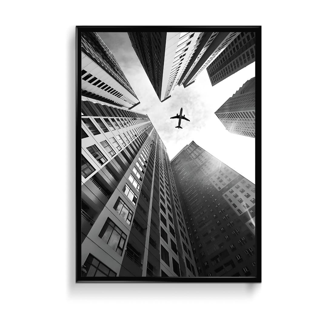 Skyline Buildings (Black & White Aesthetic) Frame & Poster | HD Acrylic Black & White Aesthetic Wall Decor for Home & Office | Wall Ready Design Frames & Posters