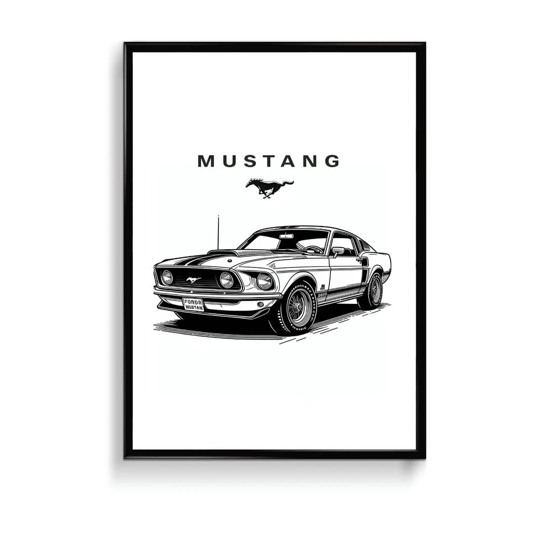 Ford Mustang Vintage Car Frame & Poster | HD Acrylic Car Wall Decor for Home & Office | Wall Ready Design Frames & Posters