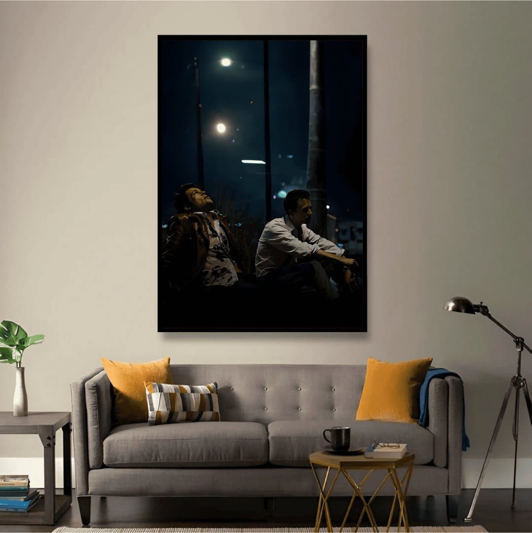Fight Club: Iconic Tyler and Narrator Scene (Movie) Frame & Poster | HD Acrylic Movie Wall Decor for Home & Office | Wall Ready Design Frames & Posters 3