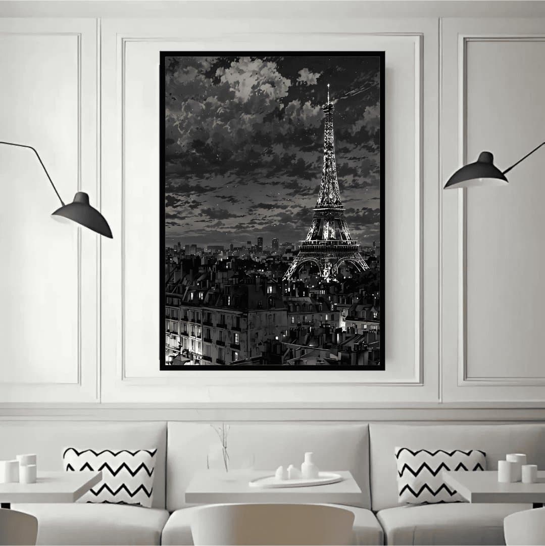 Eiffel Tower (Black & White Aesthetic) Frame & Poster | HD Acrylic Black & White Aesthetic Wall Decor for Home & Office | Wall Ready Design Frames & Posters 3