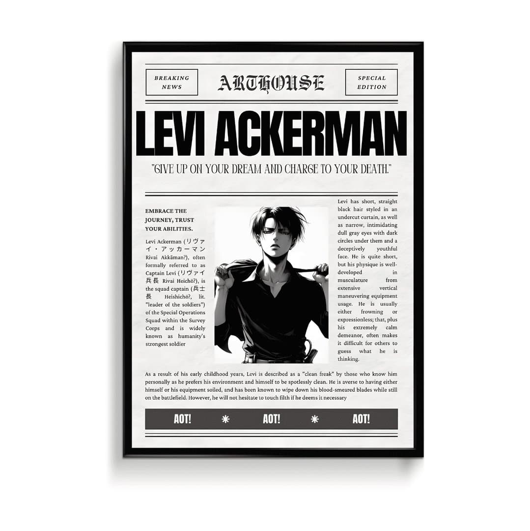 Levi Ackerman (Attack on Titan) Frame & Poster | HD Acrylic Anime Wall Decor for Home & Office | Wall Ready Design Frames & Posters 1