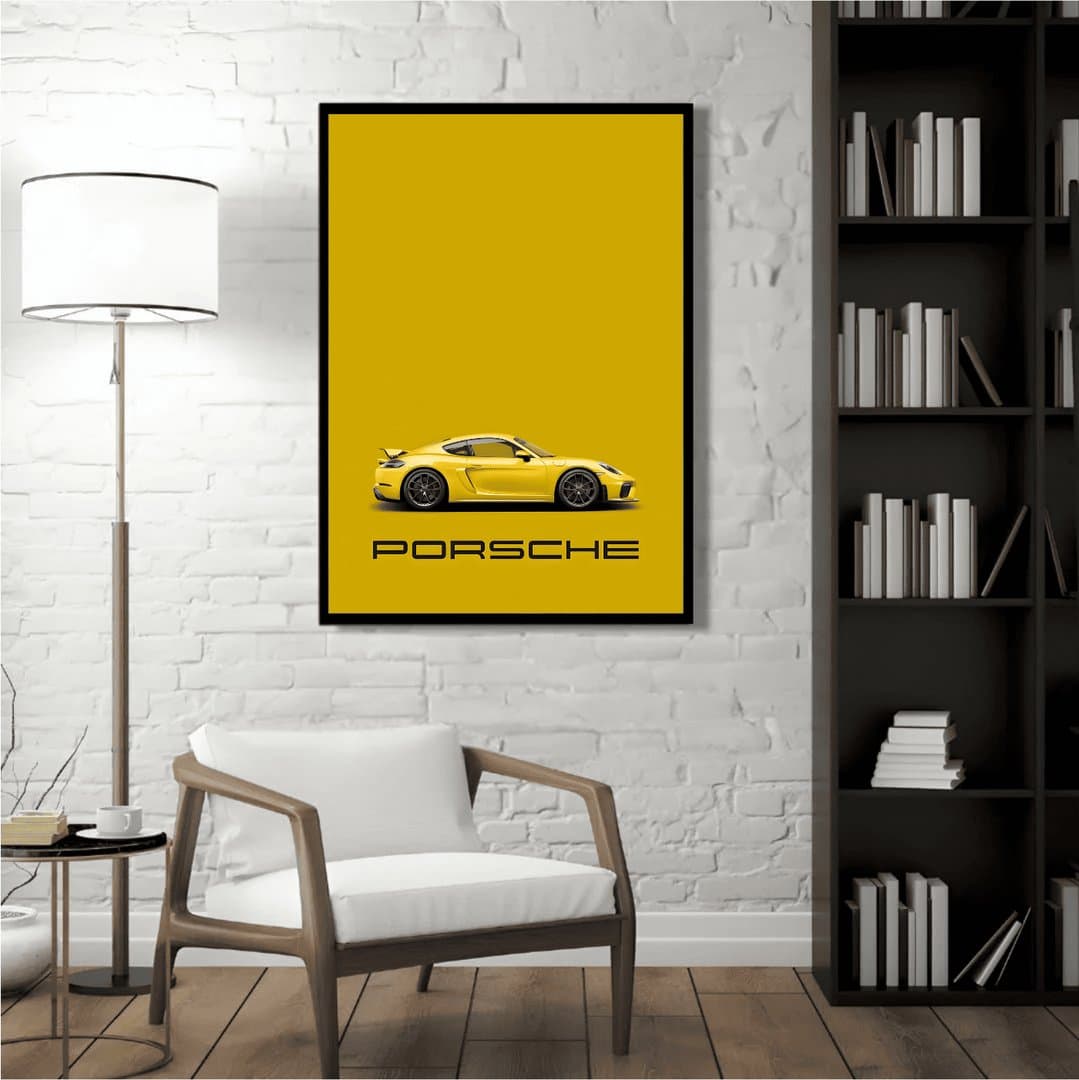 Porsche 718 Cayman GT4 Car Frame & Poster | HD Acrylic Car Wall Decor for Home & Office | Wall Ready Design Frames & Posters 3