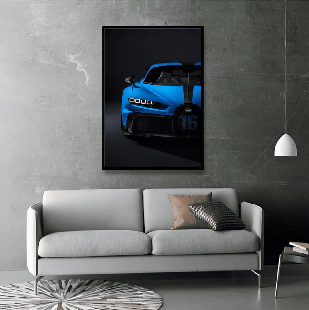 Bugatti Chiron Pur Sport Canvas Wall Art Frames & Poster | HD Acrylic Car Wall Decor for Home & Office | Wall Ready Design Frames & Posters 5