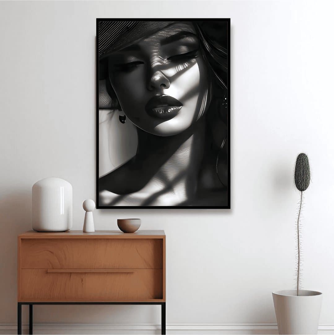 Mystery Lady Monochromatic Framed Art (For Her) Frame & Poster | HD Acrylic For Her Wall Decor for Home & Office | Wall Ready Design Frames & Posters 5
