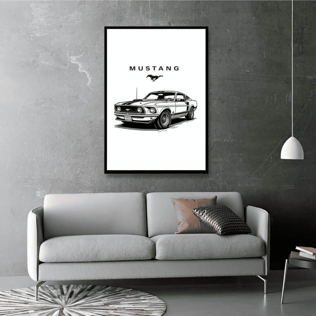 Ford Mustang Vintage Car Frame & Poster | HD Acrylic Car Wall Decor for Home & Office | Wall Ready Design Frames & Posters 5