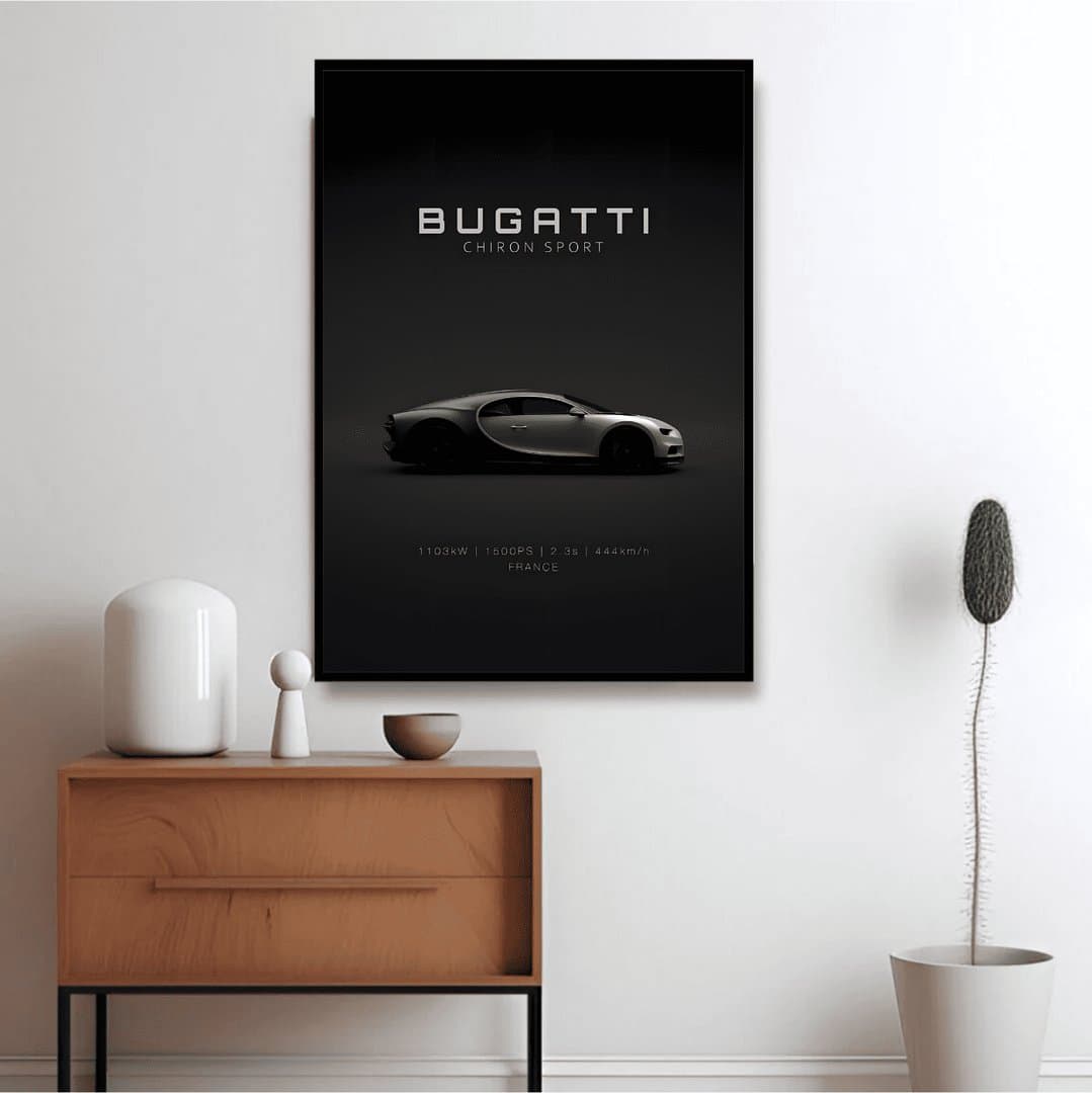 Bugatti Chiron Sport Minimalist Automotive Frames & Poster | HD Acrylic Car Wall Decor for Home & Office | Wall Ready Design Frames & Posters 2