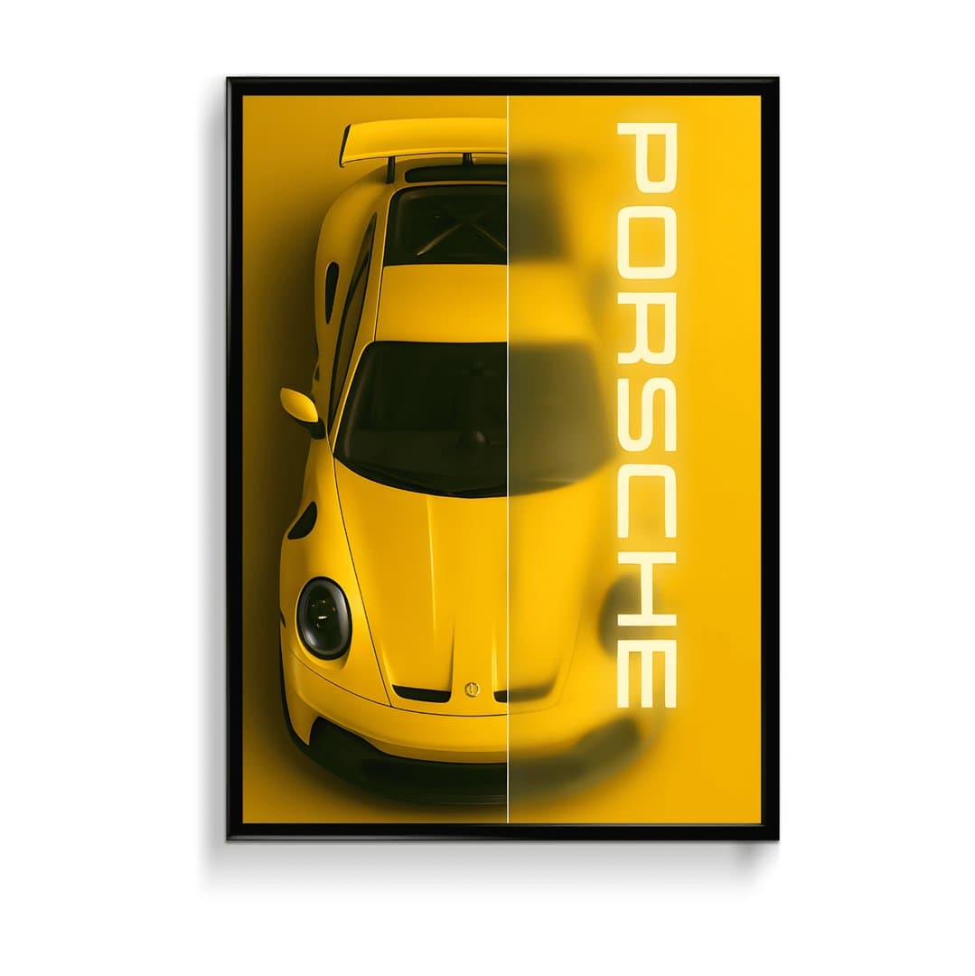 Porsche 911 (Yellow) Car Frame & Poster | HD Acrylic Car Wall Decor for Home & Office | Wall Ready Design Frames & Posters 1