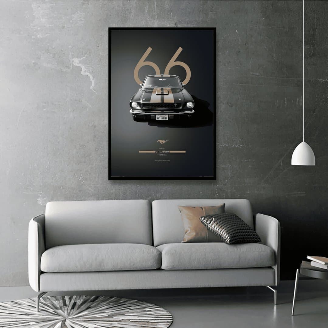 1966 Shelby G.T.350H Fastback Car Frame & Poster | HD Acrylic Car Wall Decor for Home & Office | Wall Ready Design Frames & Posters 5