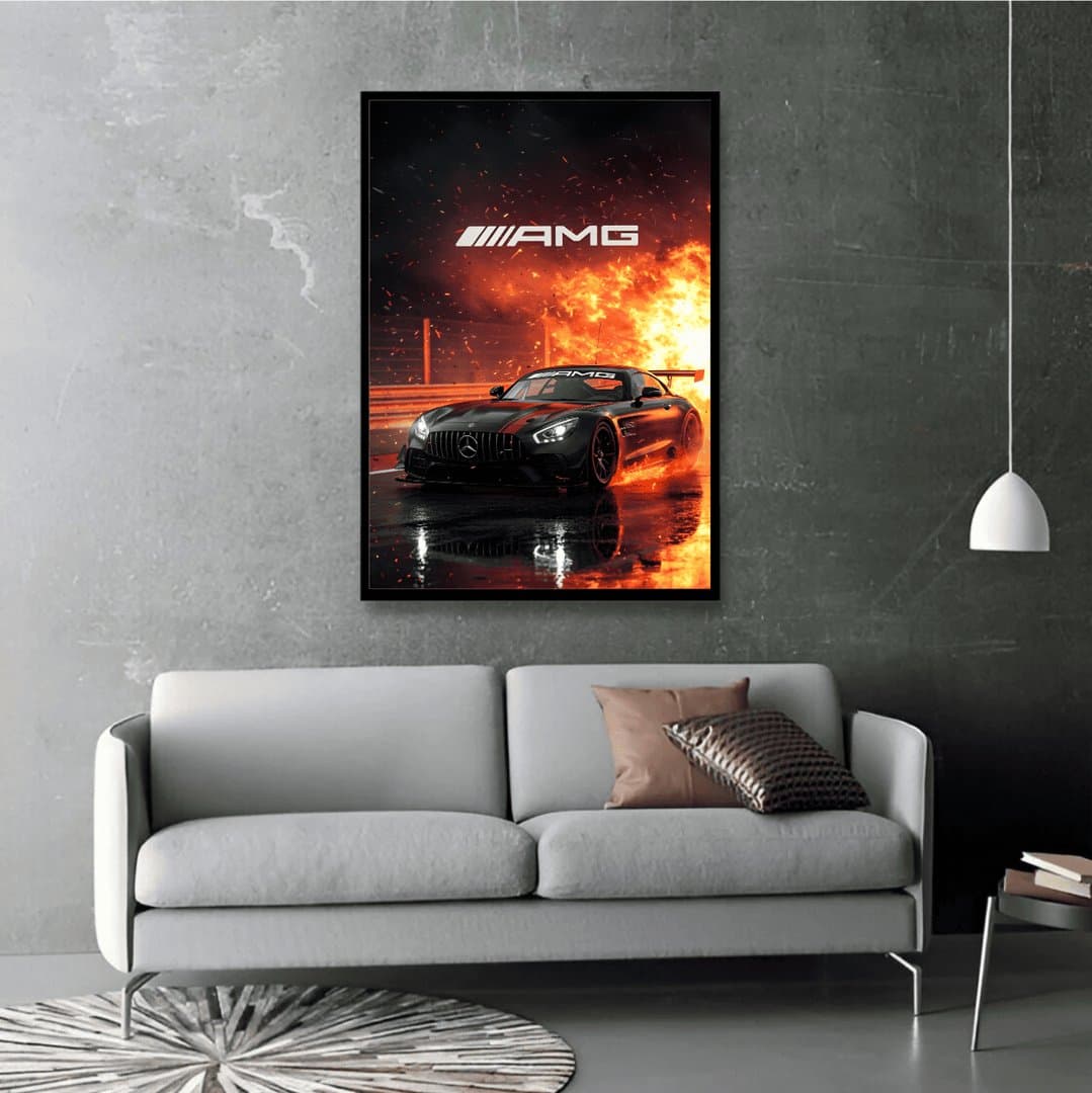 Mercedes-AMG GT Modern Art Wall Frame & Poster | HD Acrylic Car Wall Decor for Home & Office | Wall Ready Design Frames & Posters 4
