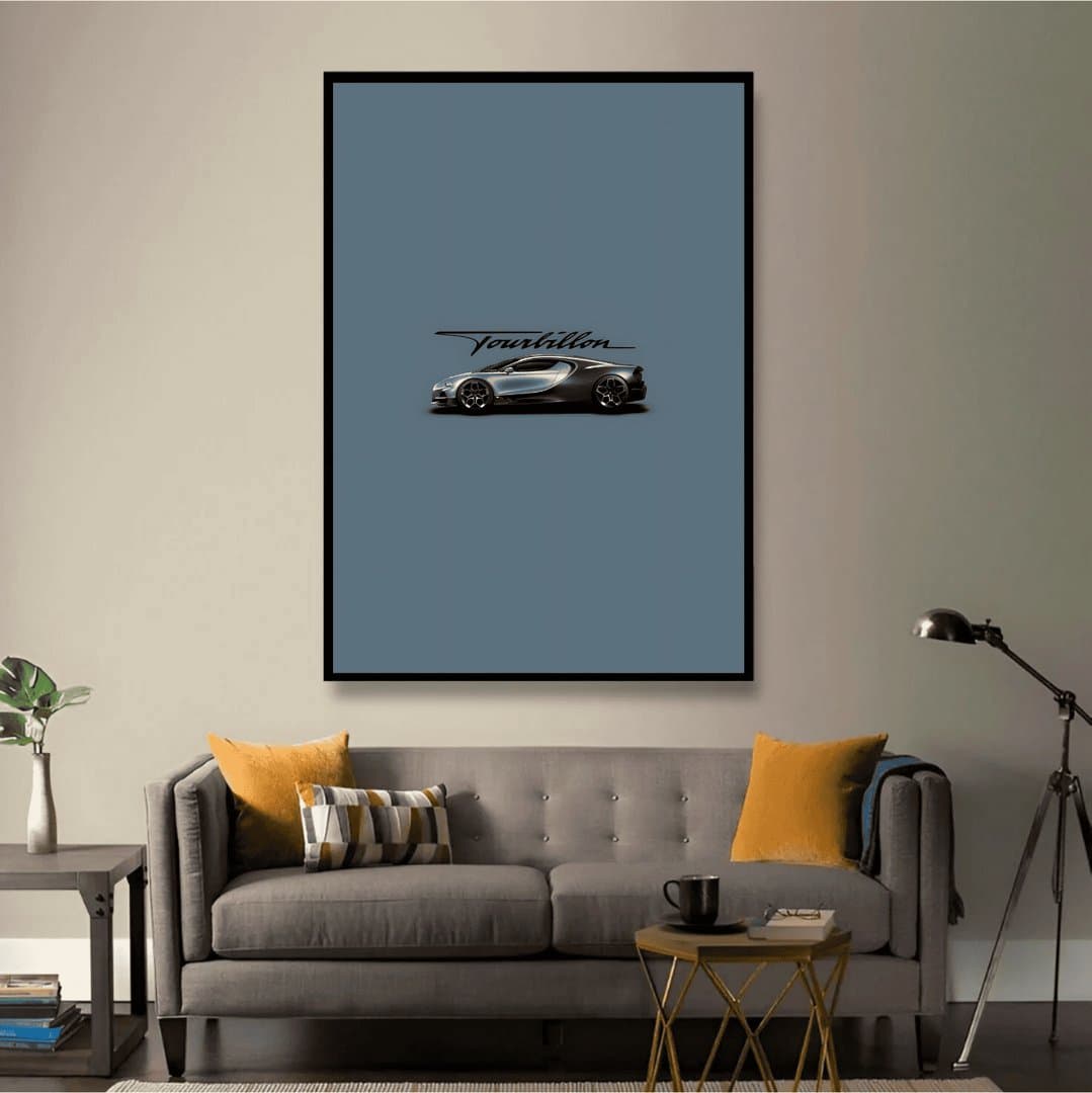 Bugatti Tourbillon Minimalist Fine Art Frames & Poster | HD Acrylic Car Wall Decor for Home & Office | Wall Ready Design Frames & Posters 3
