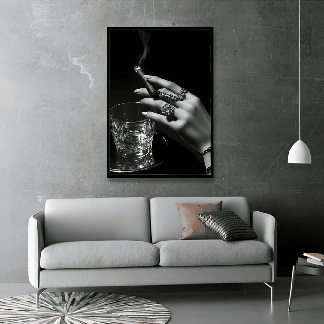 Passionate Woman - Cigar B&W (For Her) Frame & Poster | HD Acrylic For Her Wall Decor for Home & Office | Wall Ready Design Frames & Posters 4