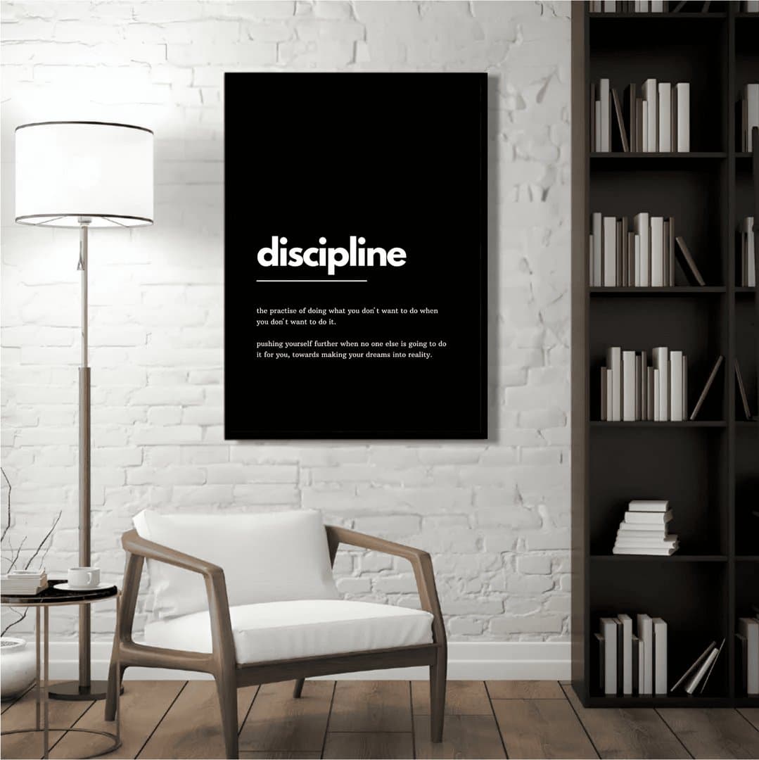 Discipline Definition Motivational (Gym) Frame & Poster | HD Acrylic Gym Wall Decor for Home & Office | Wall Ready Design Frames & Posters 3
