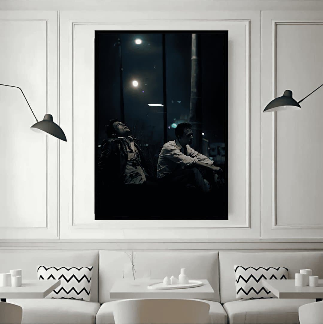 Fight Club: Iconic Tyler and Narrator Scene (Movie) Frame & Poster | HD Acrylic Movie Wall Decor for Home & Office | Wall Ready Design Frames & Posters 2