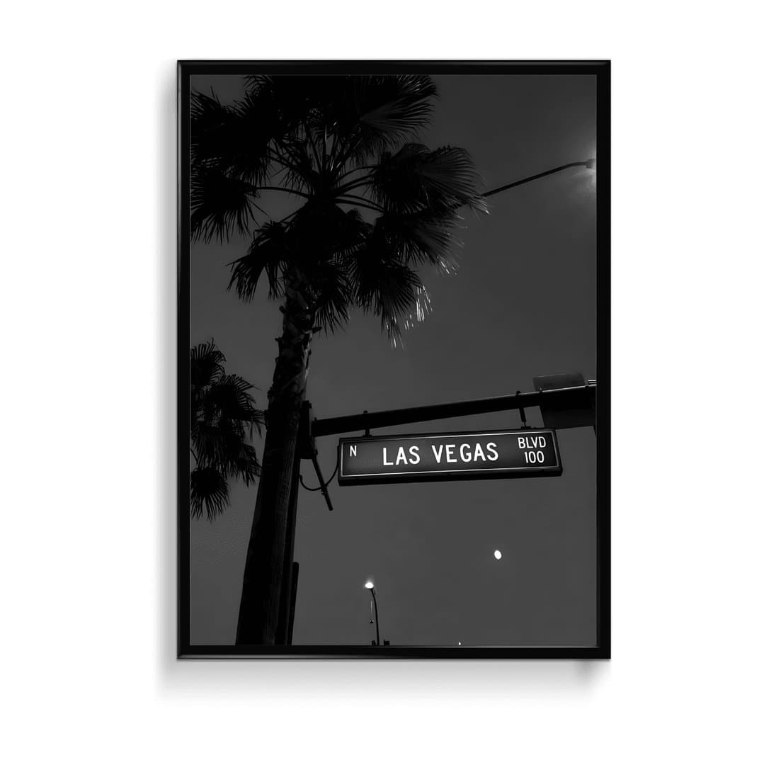 Las Vegas Street (Black & White Aesthetic) Frame & Poster | HD Acrylic Black & White Aesthetic Wall Decor for Home & Office | Wall Ready Design Frames & Posters