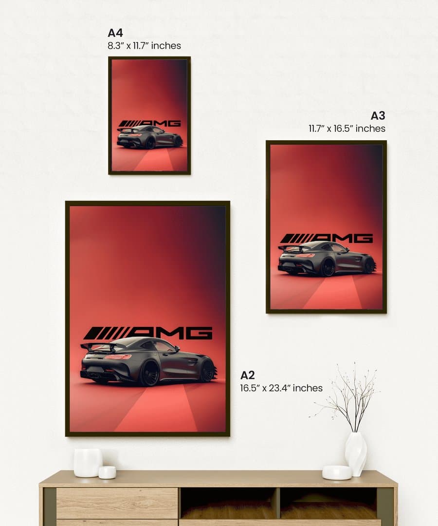 Mercedes-AMG GT Car Frame & Poster | HD Acrylic Car Wall Decor for Home & Office | Wall Ready Design Frames & Posters 2