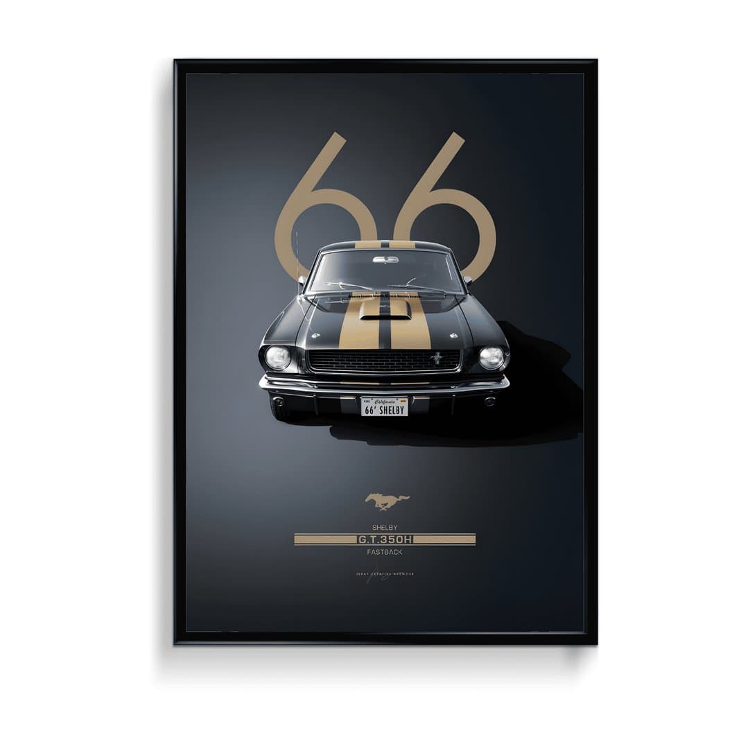 1966 Shelby G.T.350H Fastback Car Frame & Poster | HD Acrylic Car Wall Decor for Home & Office | Wall Ready Design Frames & Posters 1