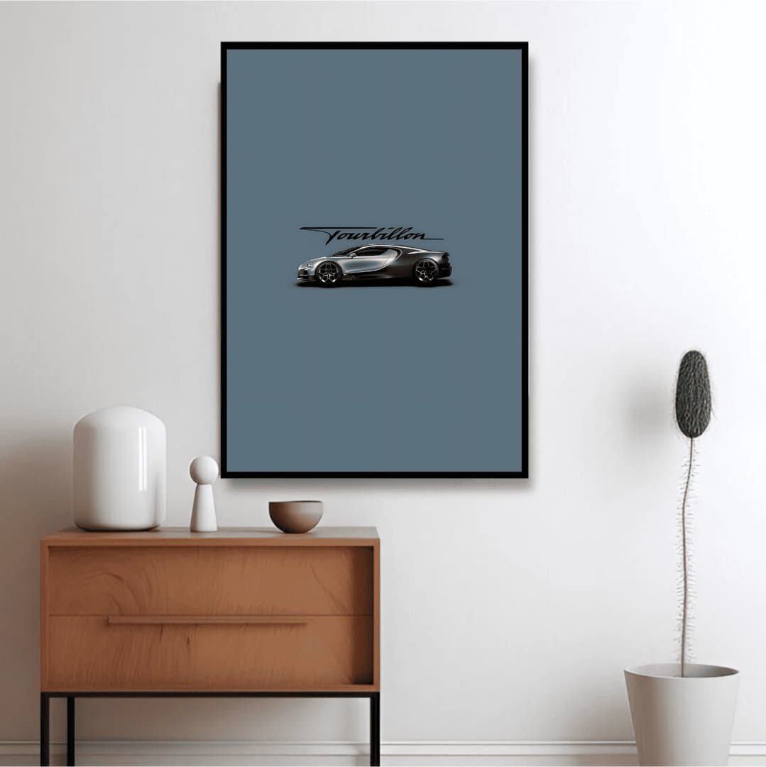 Bugatti Tourbillon Minimalist Fine Art Frames & Poster | HD Acrylic Car Wall Decor for Home & Office | Wall Ready Design Frames & Posters 5