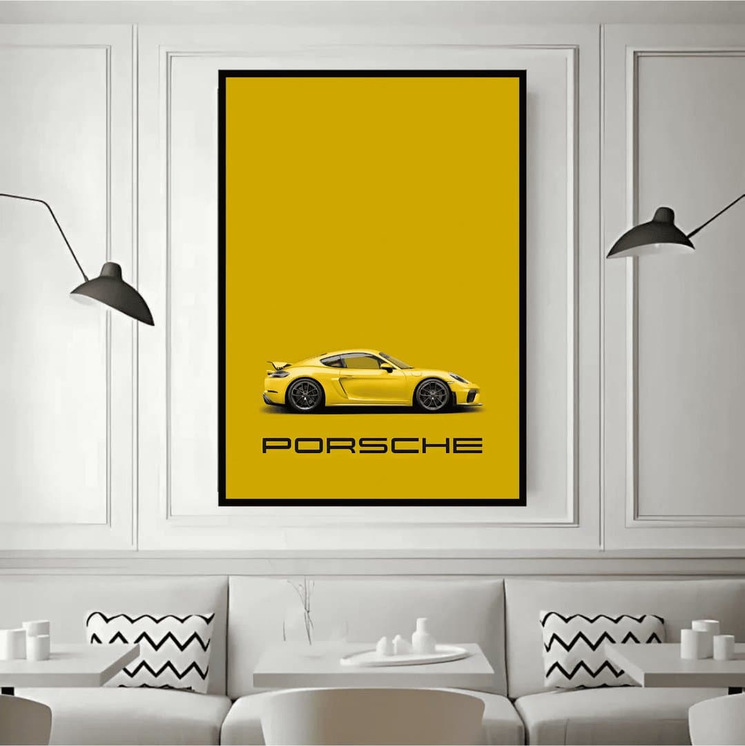 Porsche 718 Cayman GT4 Car Frame & Poster | HD Acrylic Car Wall Decor for Home & Office | Wall Ready Design Frames & Posters 5