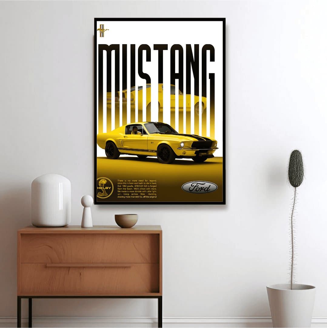 1967 Ford Mustang Shelby GT500 Car Frame & Poster | HD Acrylic Car Wall Decor for Home & Office | Wall Ready Design Frames & Posters 2