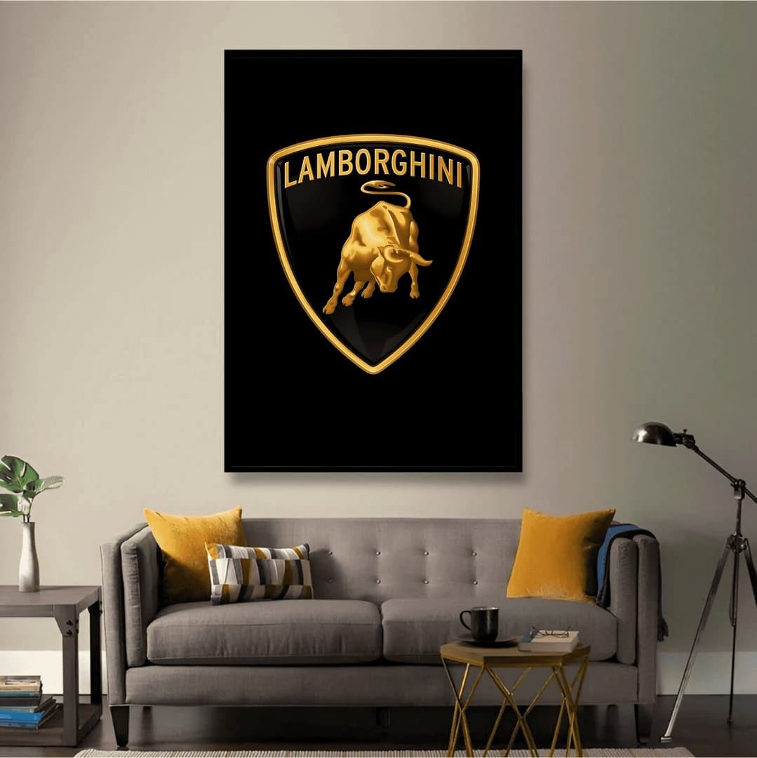 Lamborghini Logo Frame & Poster | HD Acrylic Car Wall Decor for Home & Office | Wall Ready Design Frames & Posters 4
