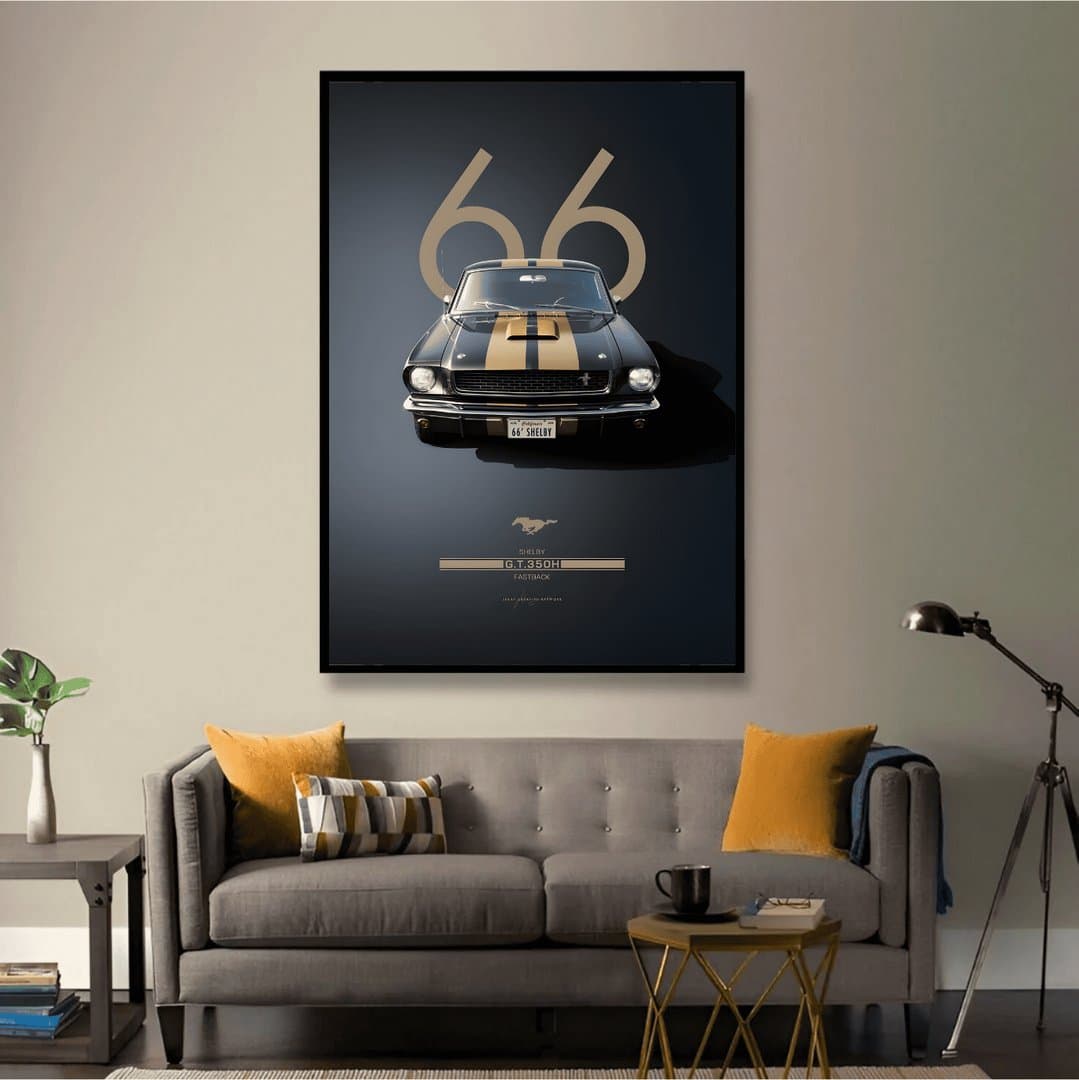 1966 Shelby G.T.350H Fastback Car Frame & Poster | HD Acrylic Car Wall Decor for Home & Office | Wall Ready Design Frames & Posters 3