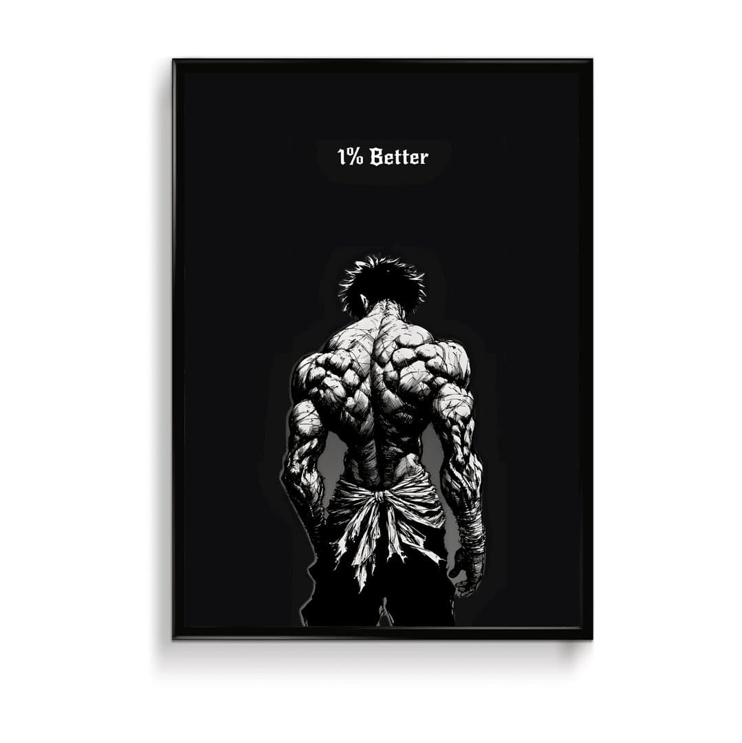 Baki 1% Better Motivational (Gym) Frame & Poster | HD Acrylic Gym Wall Decor for Home & Office | Wall Ready Design Frames & Posters 1