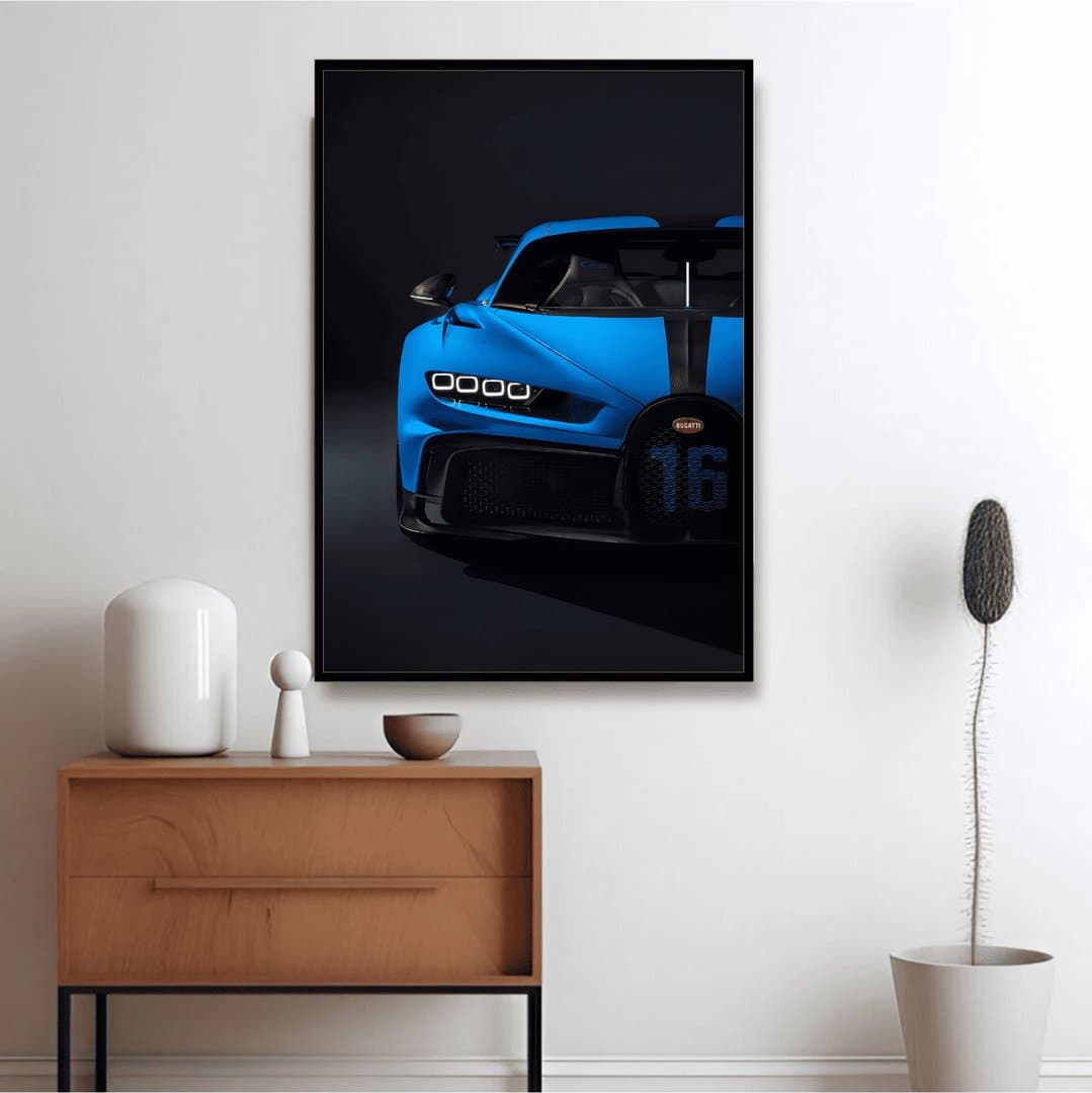 Bugatti Chiron Pur Sport Canvas Wall Art Frames & Poster | HD Acrylic Car Wall Decor for Home & Office | Wall Ready Design Frames & Posters 2