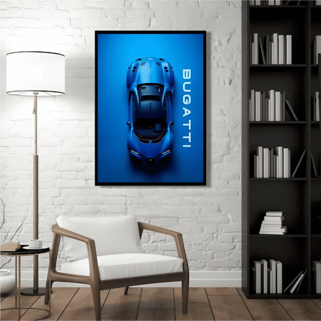 Bugatti Chiron Pur Sport Car Frames & Poster | HD Acrylic Car Wall Decor for Home & Office | Wall Ready Design Frames & Posters 5