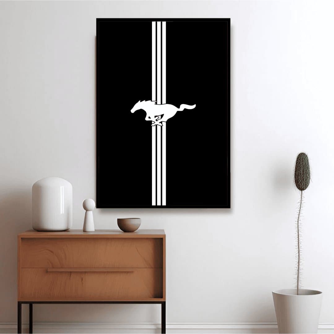 Ford Mustang Car Logo Frame & Poster | HD Acrylic Car Wall Decor for Home & Office | Wall Ready Design Frames & Posters 5
