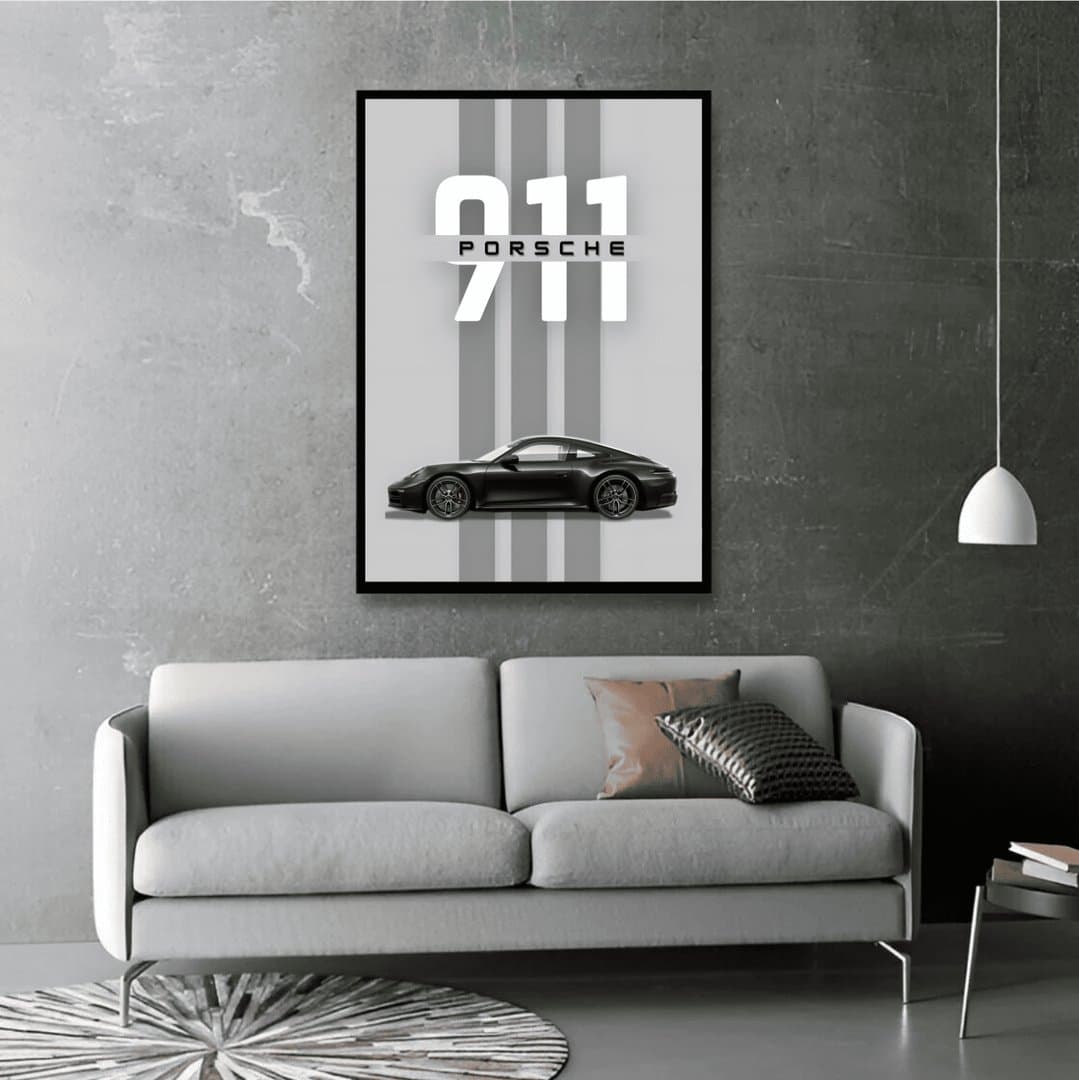 Porsche 911 Car Frame & Poster | HD Acrylic Car Wall Decor for Home & Office | Wall Ready Design Frames & Posters 3