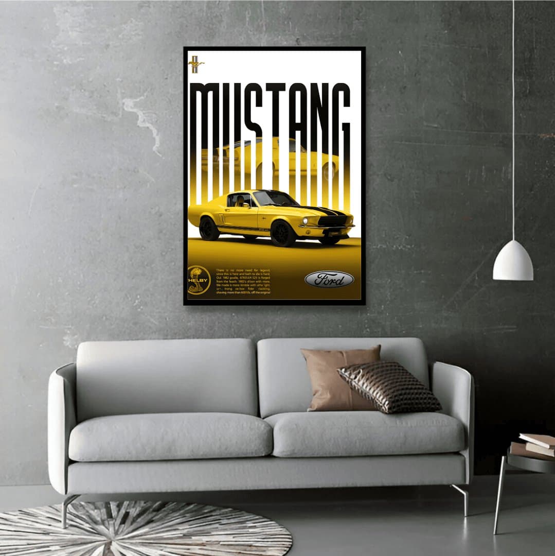 1967 Ford Mustang Shelby GT500 Car Frame & Poster | HD Acrylic Car Wall Decor for Home & Office | Wall Ready Design Frames & Posters 3