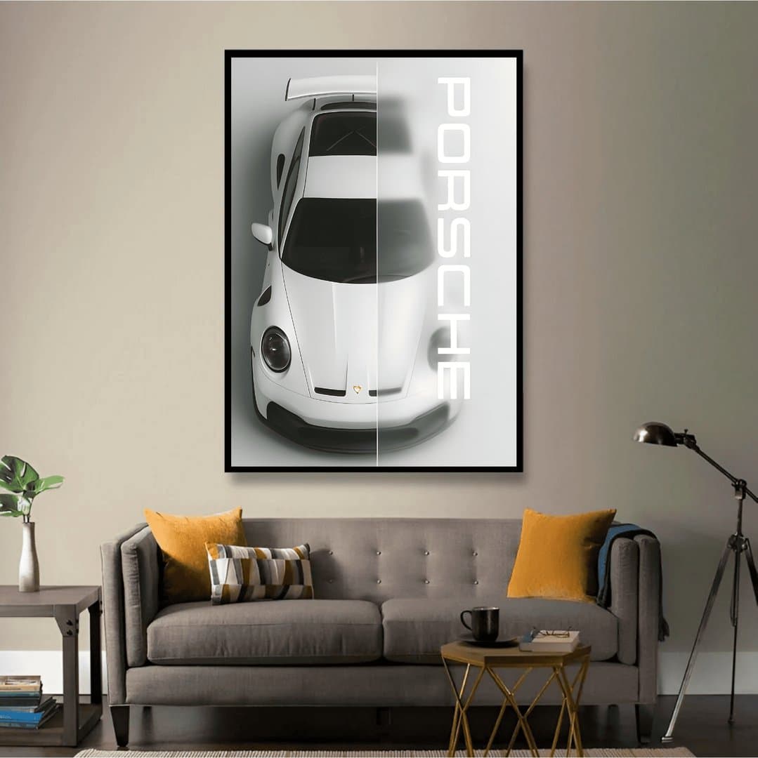 Porsche 911 (White) Car Frame & Poster | HD Acrylic Car Wall Decor for Home & Office | Wall Ready Design Frames & Posters 5