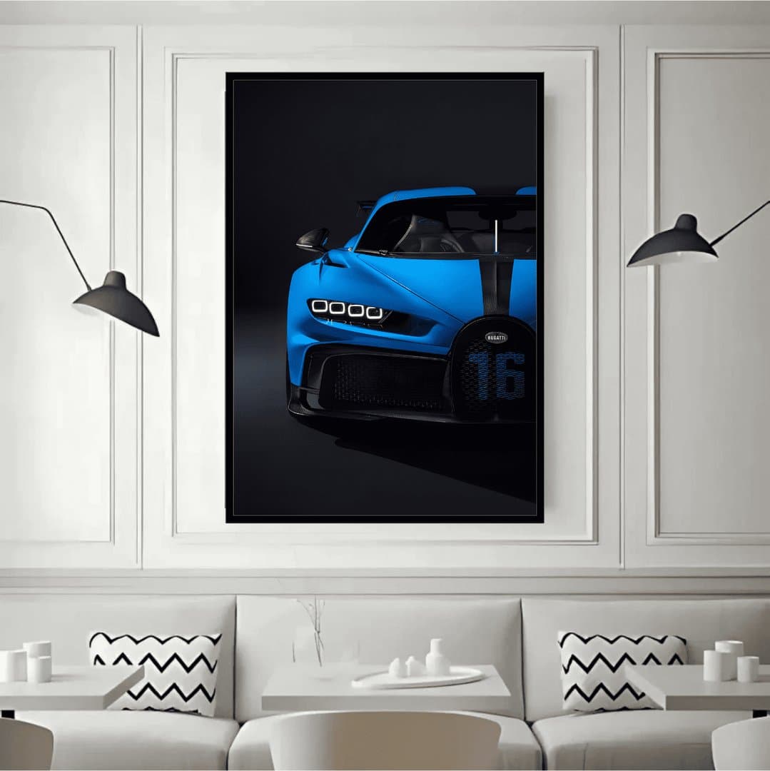 Bugatti Chiron Pur Sport Canvas Wall Art Frames & Poster | HD Acrylic Car Wall Decor for Home & Office | Wall Ready Design Frames & Posters 4