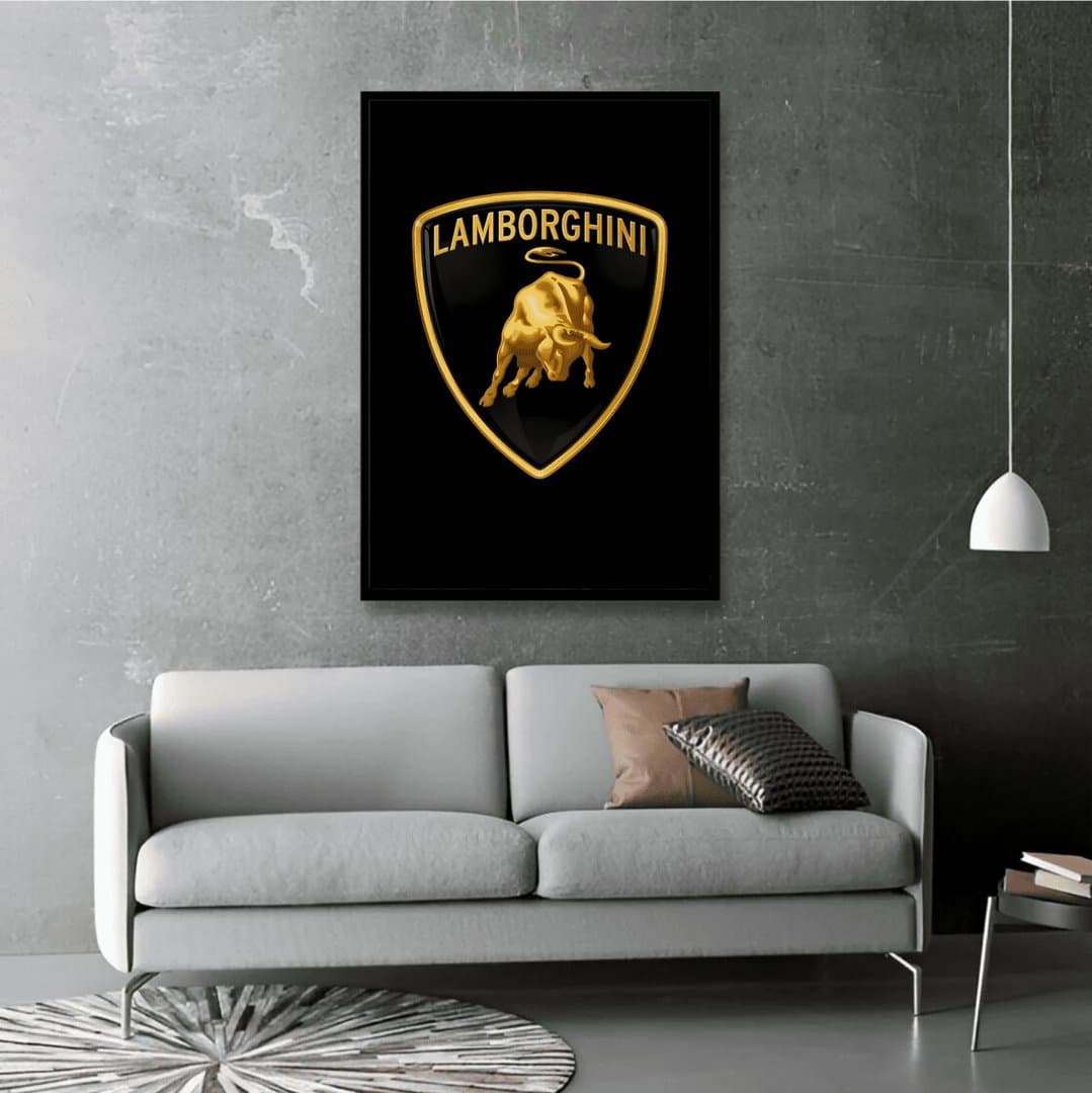 Lamborghini Logo Frame & Poster | HD Acrylic Car Wall Decor for Home & Office | Wall Ready Design Frames & Posters 5