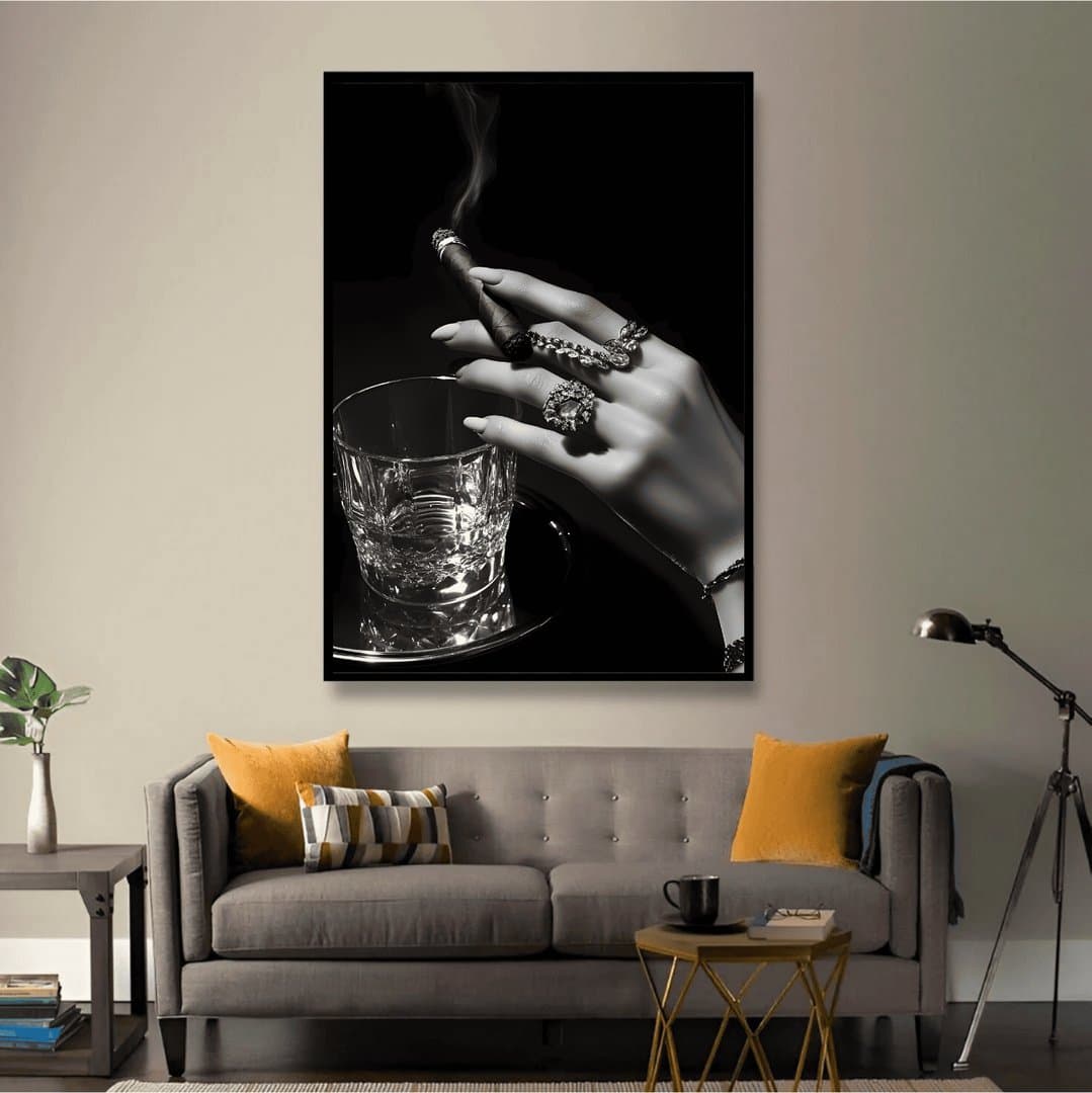 Passionate Woman - Cigar B&W (For Her) Frame & Poster | HD Acrylic For Her Wall Decor for Home & Office | Wall Ready Design Frames & Posters 3