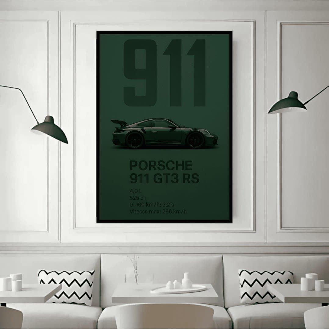 Porsche 911 GT3 RS Car Frame & Poster | HD Acrylic Car Wall Decor for Home & Office | Wall Ready Design Frames & Posters 5