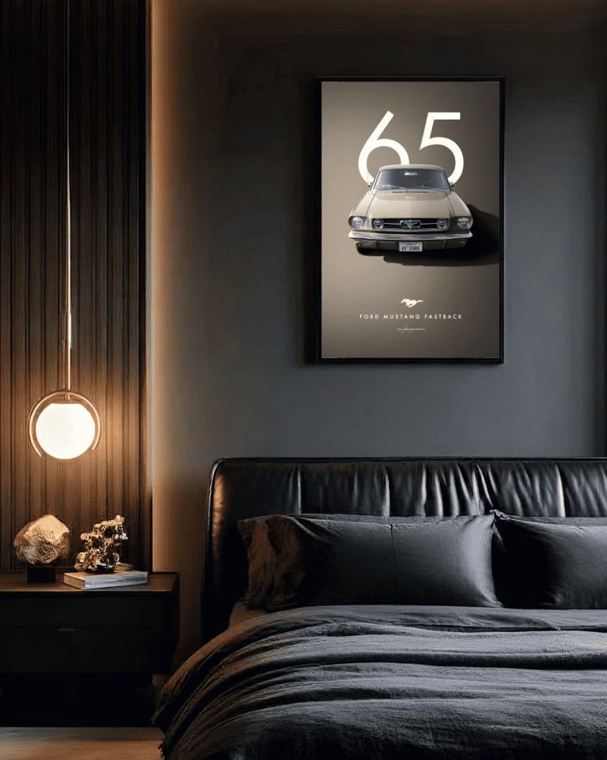 1965 Ford Mustang Fastback Car Frame & Poster | HD Acrylic Car Wall Decor for Home & Office | Wall Ready Design Frames & Posters 3