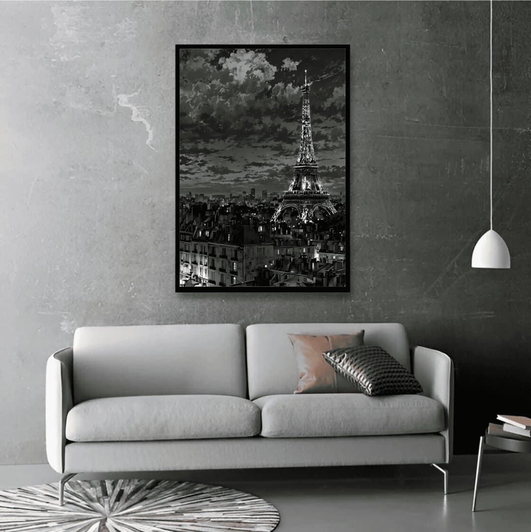 Eiffel Tower (Black & White Aesthetic) Frame & Poster | HD Acrylic Black & White Aesthetic Wall Decor for Home & Office | Wall Ready Design Frames & Posters 5