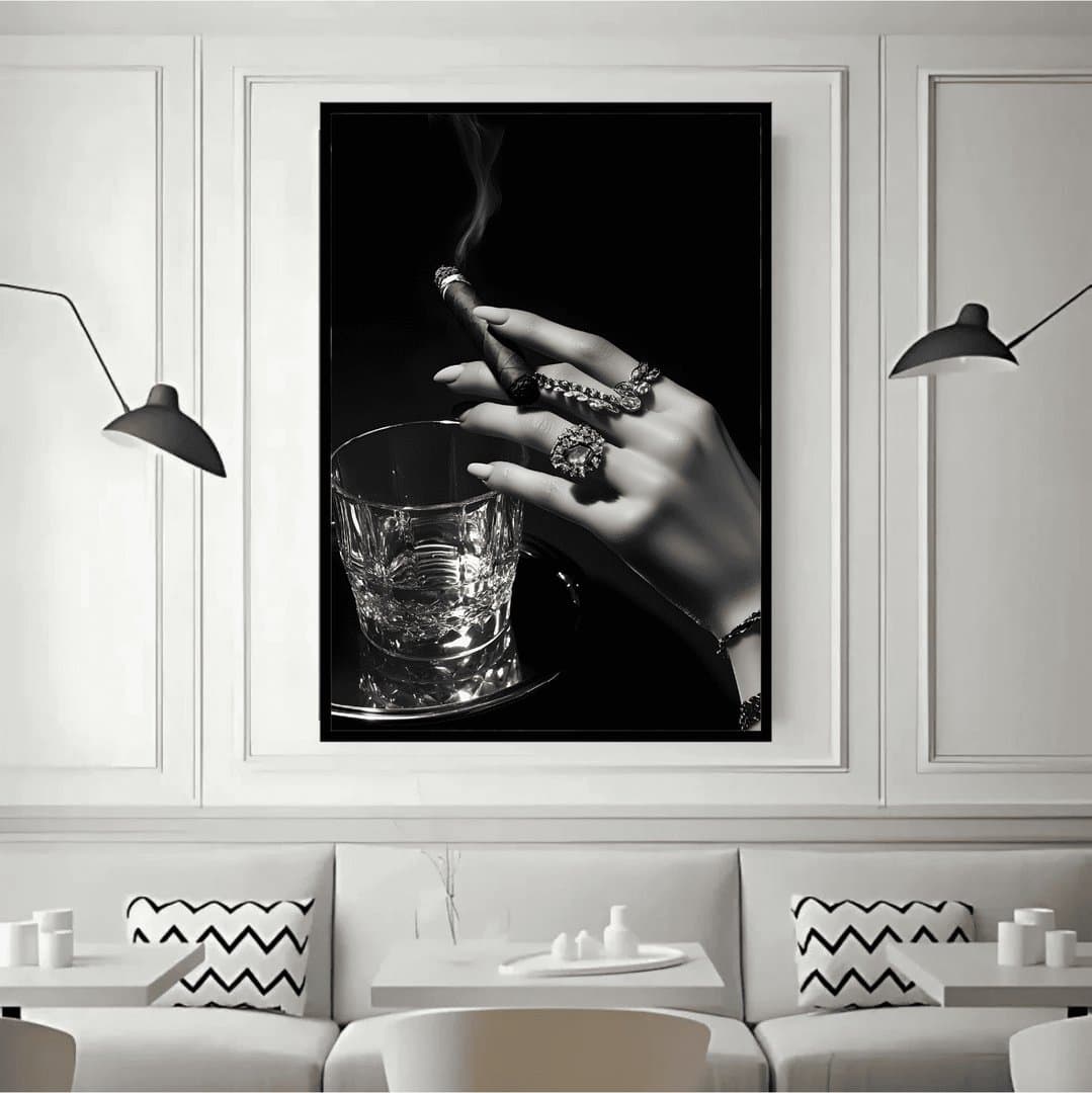 Passionate Woman - Cigar B&W (For Her) Frame & Poster | HD Acrylic For Her Wall Decor for Home & Office | Wall Ready Design Frames & Posters 2