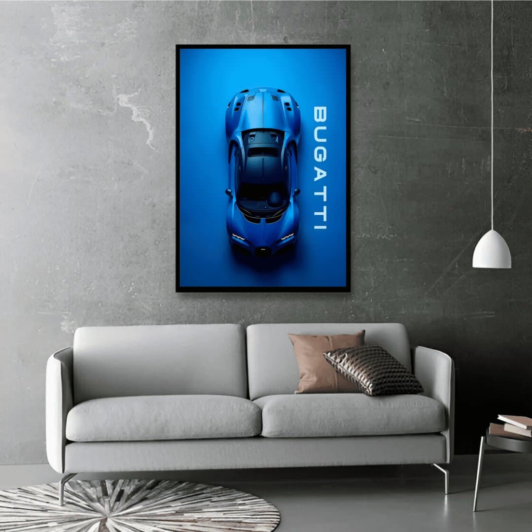 Bugatti Chiron Pur Sport Car Frames & Poster | HD Acrylic Car Wall Decor for Home & Office | Wall Ready Design Frames & Posters 3