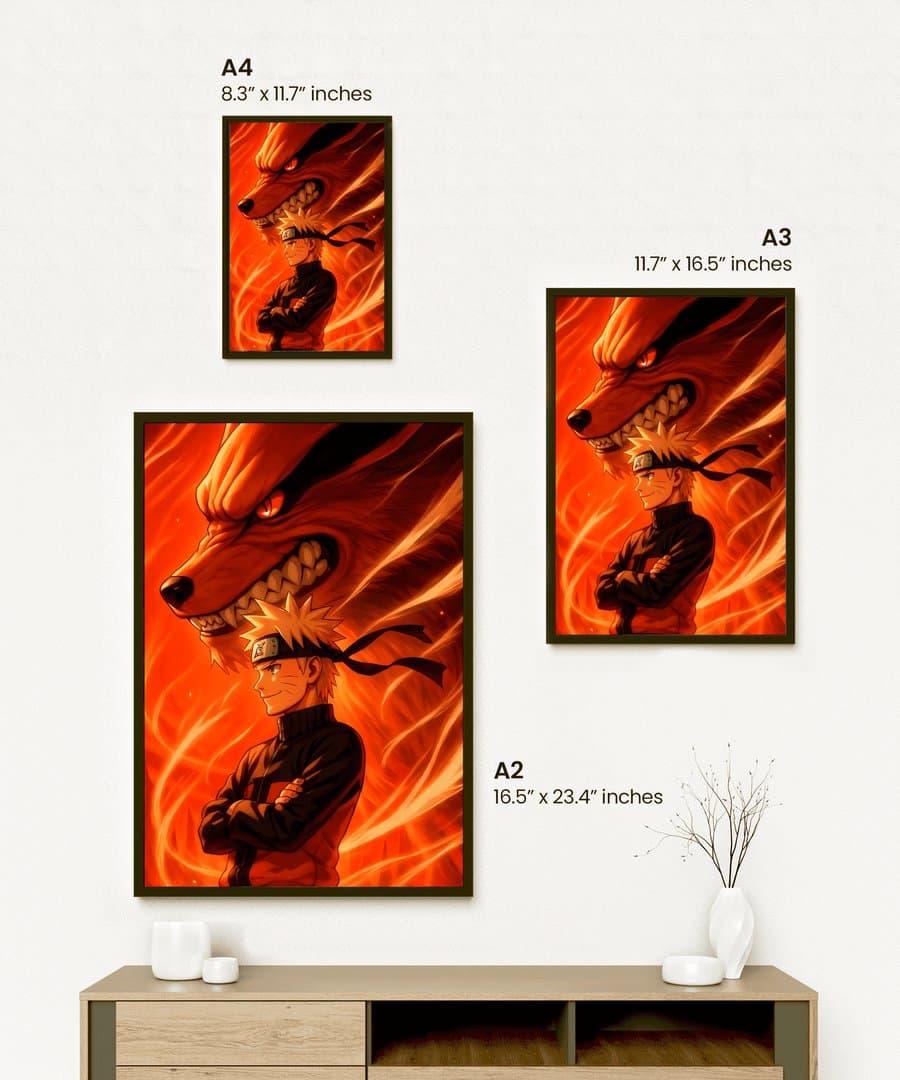 Naruto Uzumaki & Kurama (The Nine-Tailed Fox) Frame & Poster | HD Acrylic Anime Wall Decor for Home & Office | Wall Ready Design Frames & Posters 2