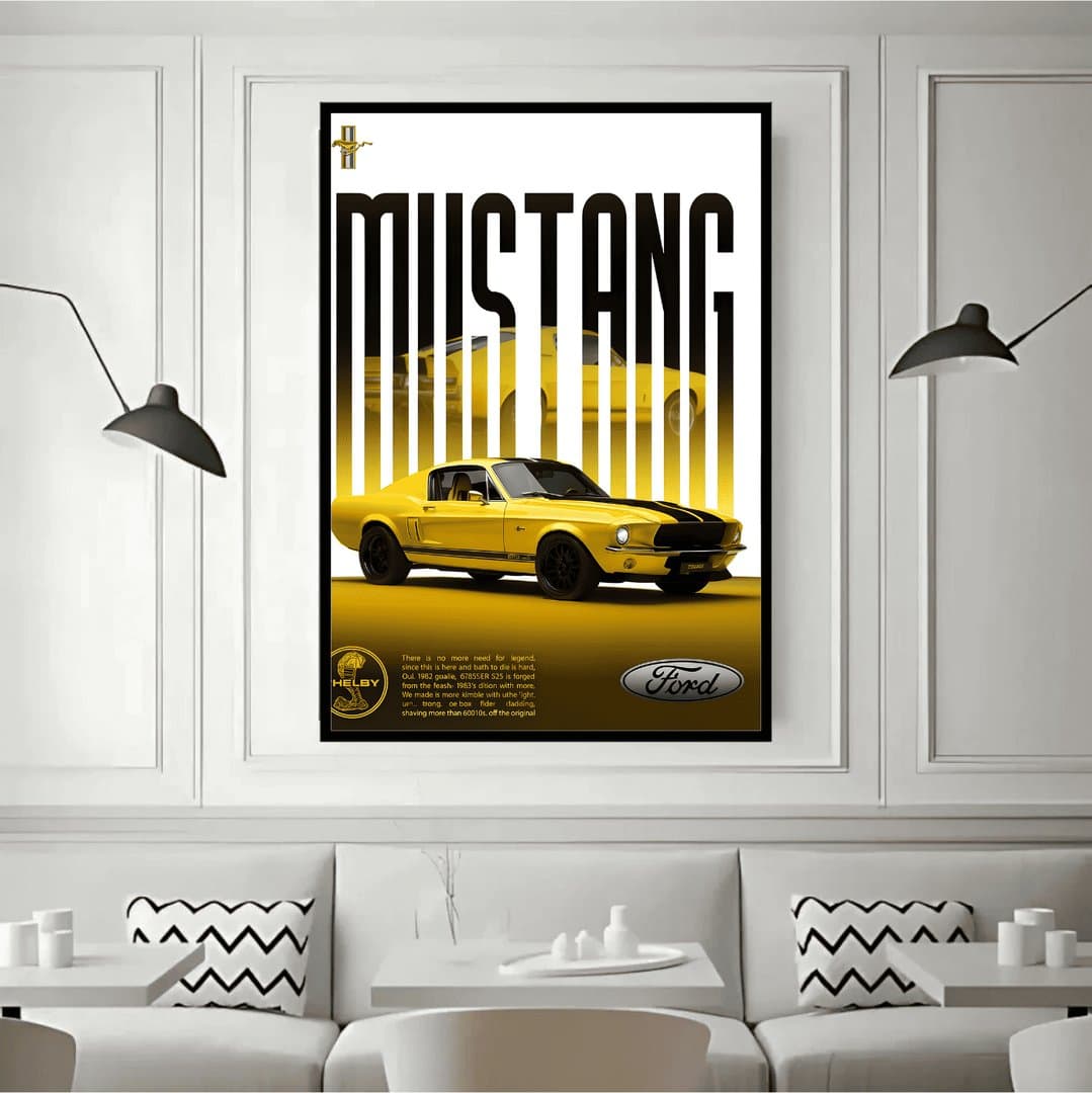 1967 Ford Mustang Shelby GT500 Car Frame & Poster | HD Acrylic Car Wall Decor for Home & Office | Wall Ready Design Frames & Posters 5