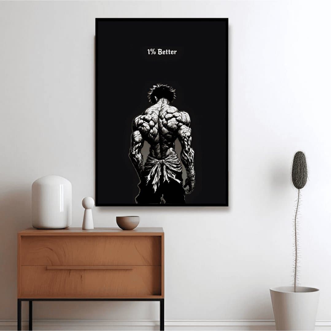 Baki 1% Better Motivational (Gym) Frame & Poster | HD Acrylic Gym Wall Decor for Home & Office | Wall Ready Design Frames & Posters 4