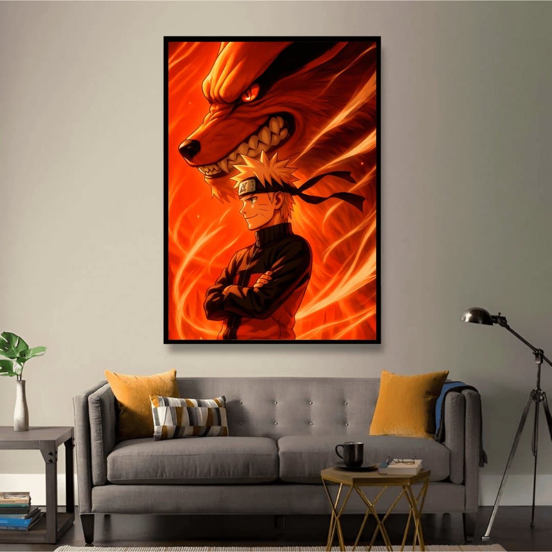 Naruto Uzumaki & Kurama (The Nine-Tailed Fox) Frame & Poster | HD Acrylic Anime Wall Decor for Home & Office | Wall Ready Design Frames & Posters 3