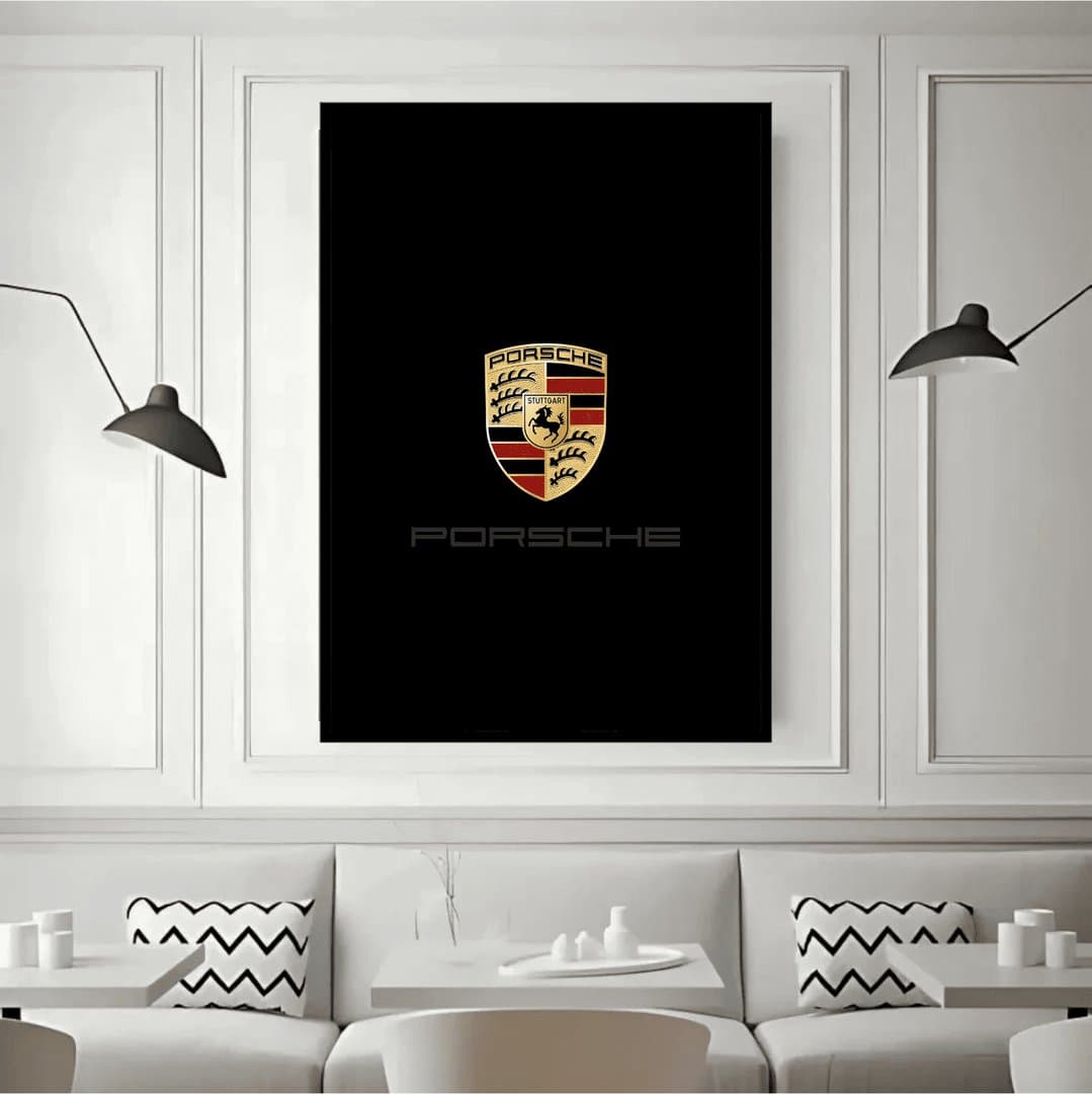 Porsche Logo Frame & Poster | HD Acrylic Car Wall Decor for Home & Office | Wall Ready Design Frames & Posters 3