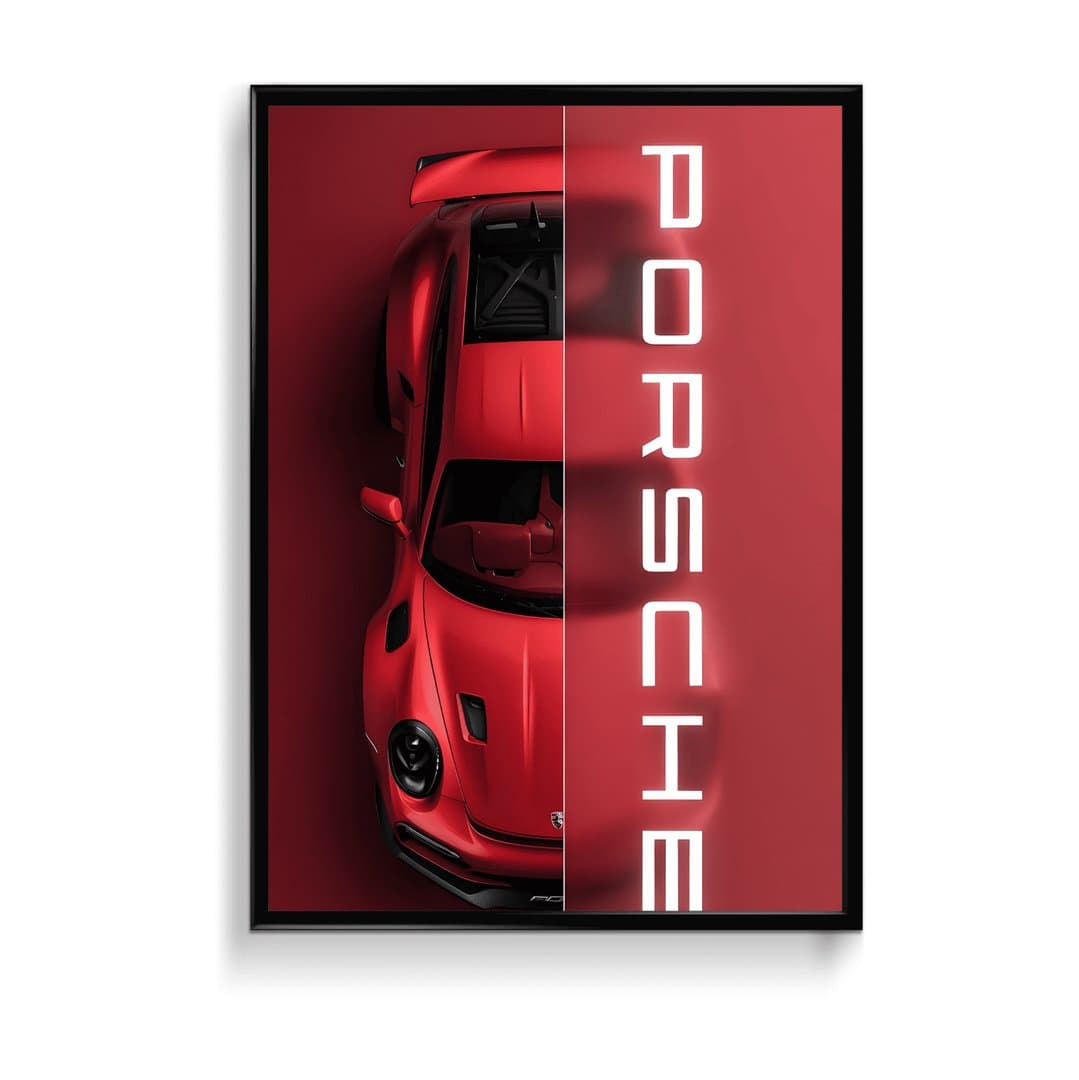 Porsche 911 (Red) Car Frame & Poster | HD Acrylic Car Wall Decor for Home & Office | Wall Ready Design Frames & Posters 1