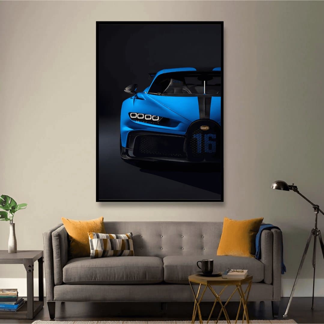 Bugatti Chiron Pur Sport Canvas Wall Art Frames & Poster | HD Acrylic Car Wall Decor for Home & Office | Wall Ready Design Frames & Posters 3